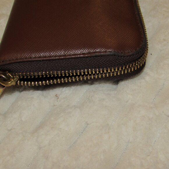 Tory Burch Robinson Small Logo Zip CONTINENTAL Wallet, Brown - Picture 11 of 12